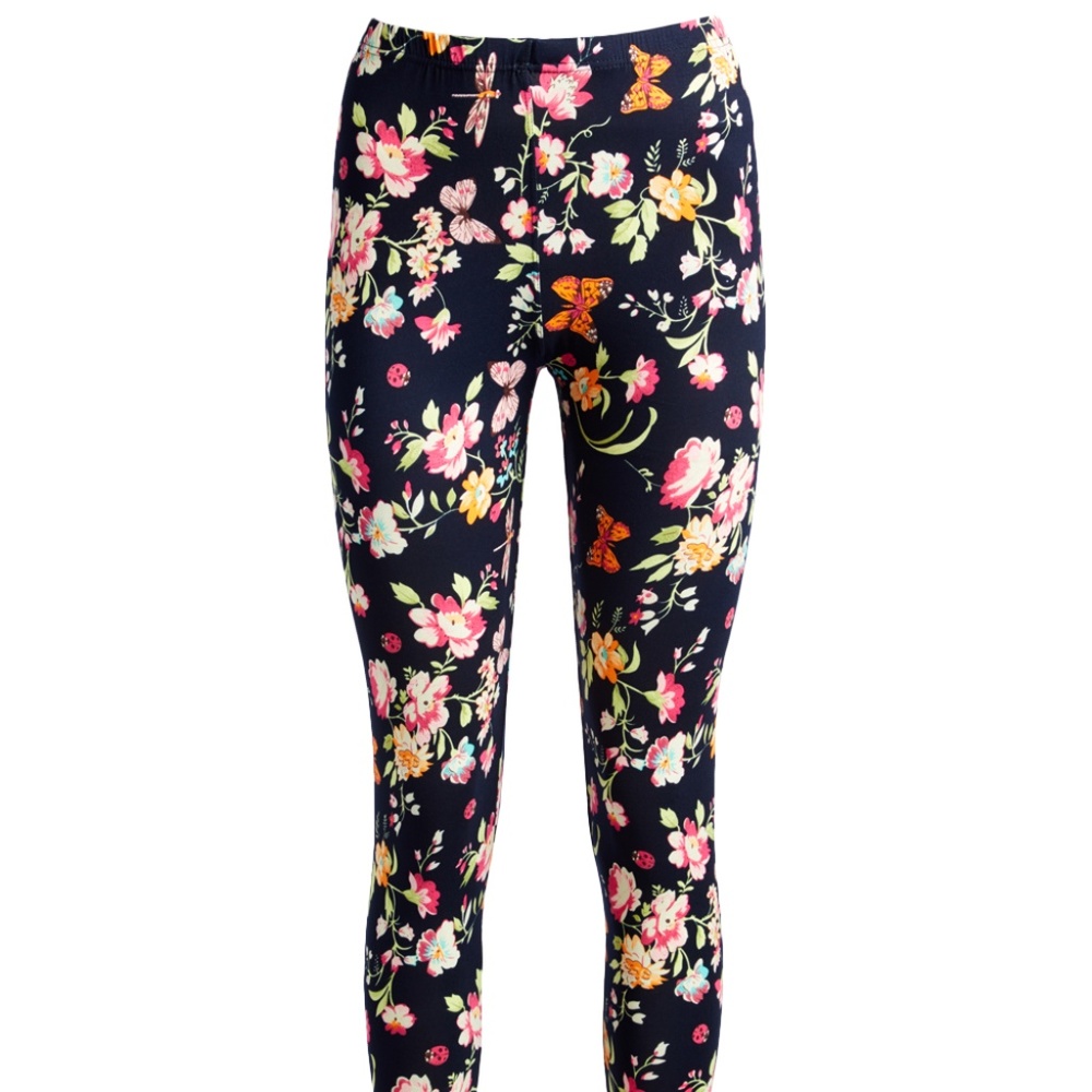 Pink & Orange Floral Leggings - Women